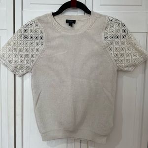 JCrew Short Sleeve Sweater with Crochet/Lace type sleeve